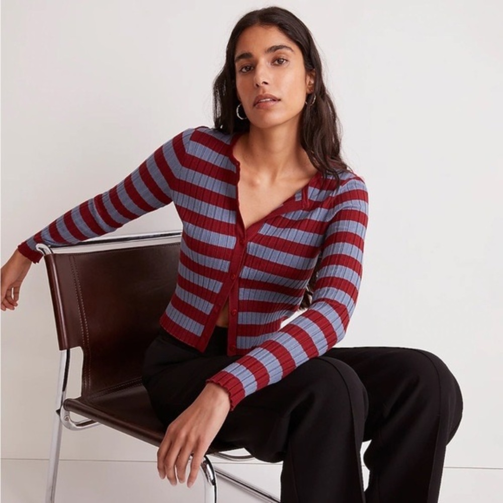 Madewell NWT the signature knit crewneck cardigan sweater - xl